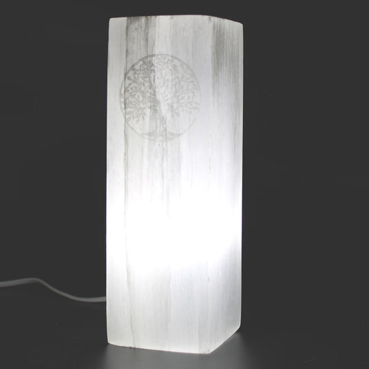 Selenite Block Lamp 25cm - Tree of Life - Vivid Aromas UK