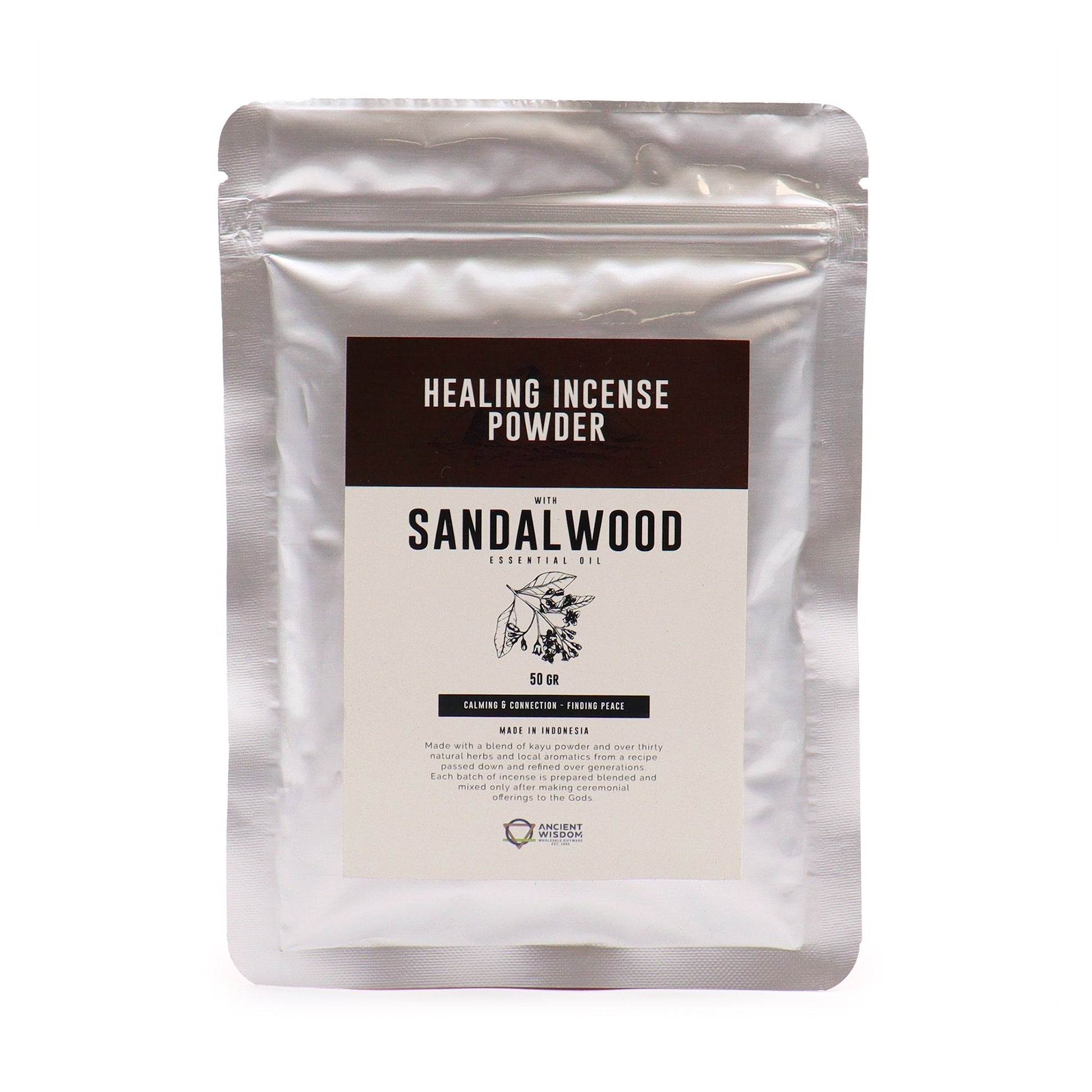 Healing Incense Powder - Sandalwood 50gm - Vivid Aromas UK