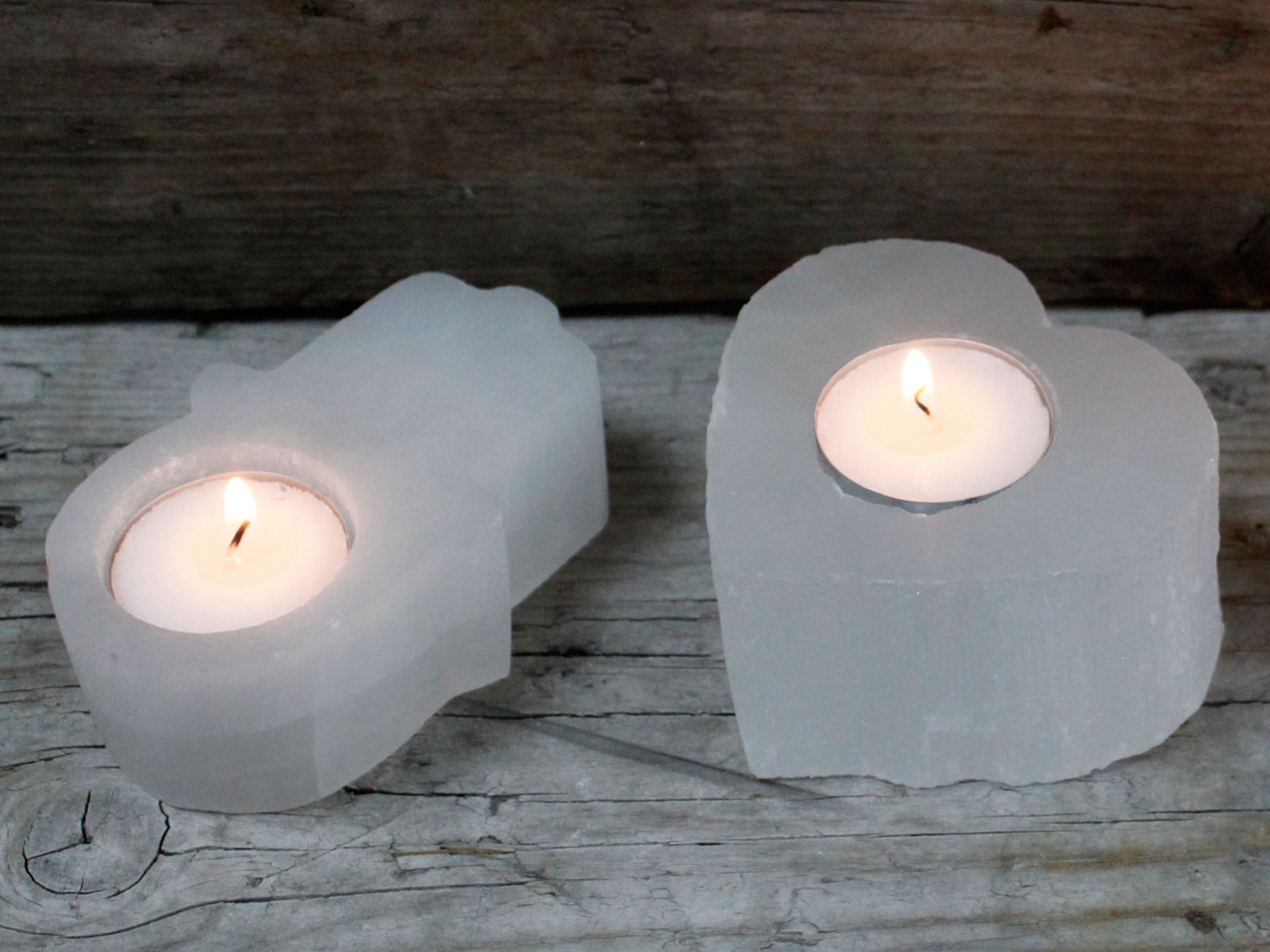 Selenite Heart Candle Holder - Vivid Aromas UK