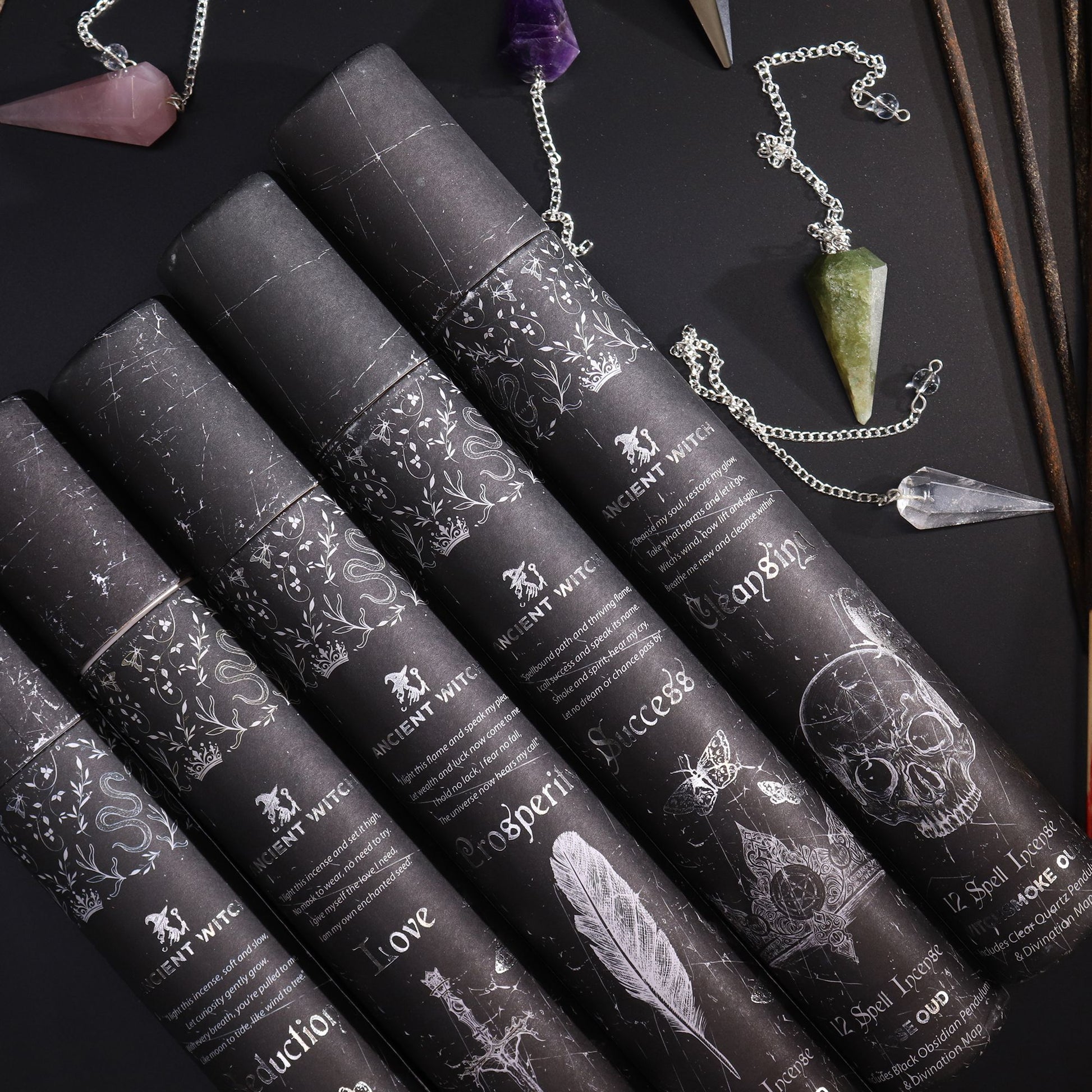 Ancient Witch Spell Incense - Seduction - Amethyst Pendulum - Vivid Aromas UK