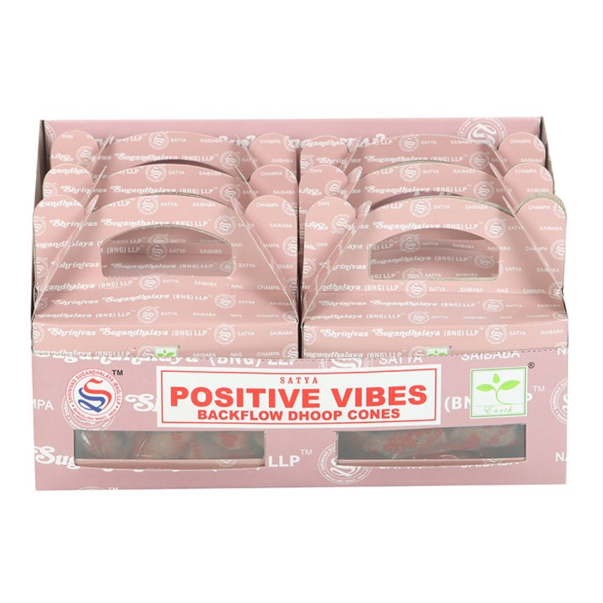 Set of 6 Positive Vibes Backflow Dhoop Incense Cones by Satya