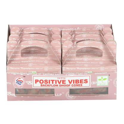 Set of 6 Positive Vibes Backflow Dhoop Incense Cones by Satya